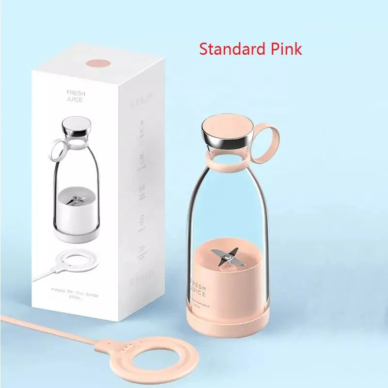 Portable 350ML Wireless Rechargeable Blender Juicer - Mini USB Fruit Mixer and Smoothie Extractor for Travel