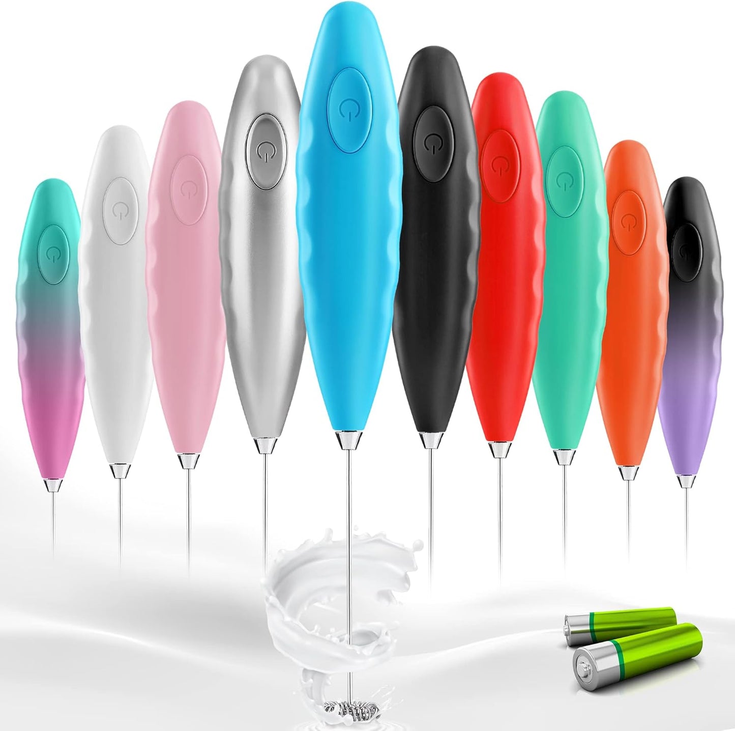 Milk Frother for Coffee - Comfort Grip Matcha Whisk with Batteries Included - Electric Matcha Mixer and Mixer Electric Handheld - Coffee Frother Handheld - Electric Drink Mixer - Teal
