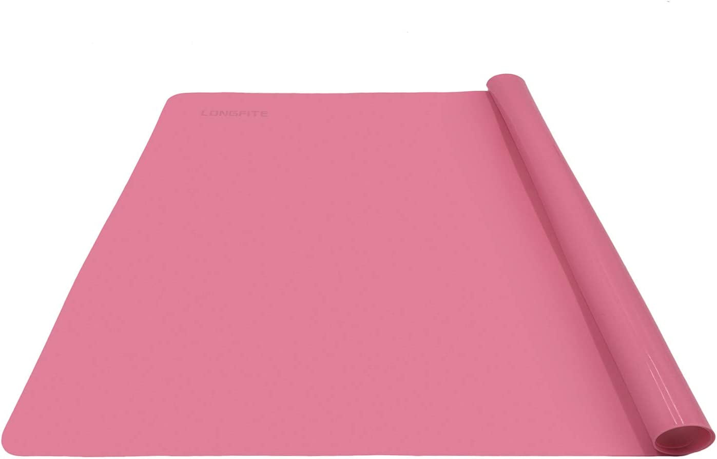 X-Large 24 x 20 Inch Reusable Silicone Table Mat for Children - Waterproof Heat Insulation Placemat and Pastry Rolling Dough Pad (Pink)