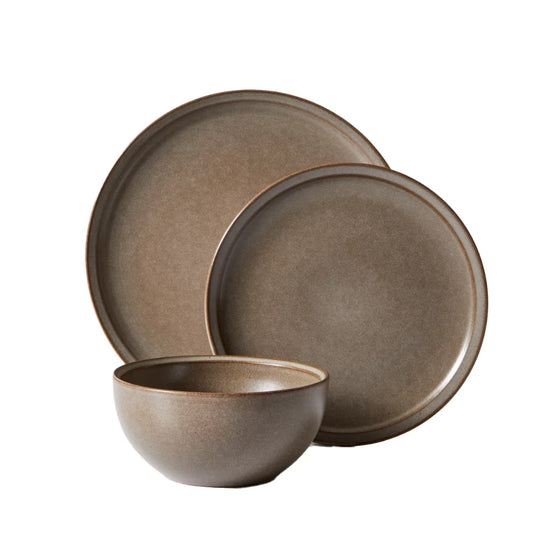 Banks Brown 12-Piece Stoneware Dinnerware Set for Four