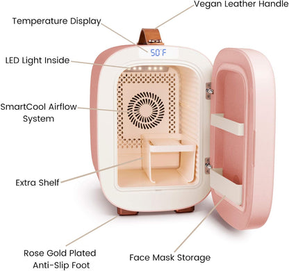 Professional Skincare Mini Fridge - 5 Liter Compact Cosmetic Refrigerator (Pink)
