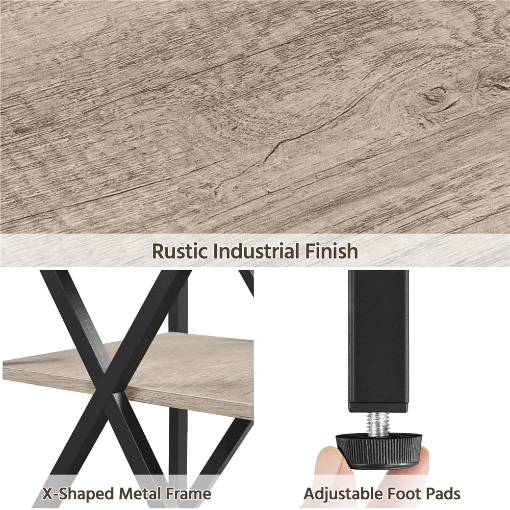 Three-Tier X-Frame Side Table in Gray for Living Room