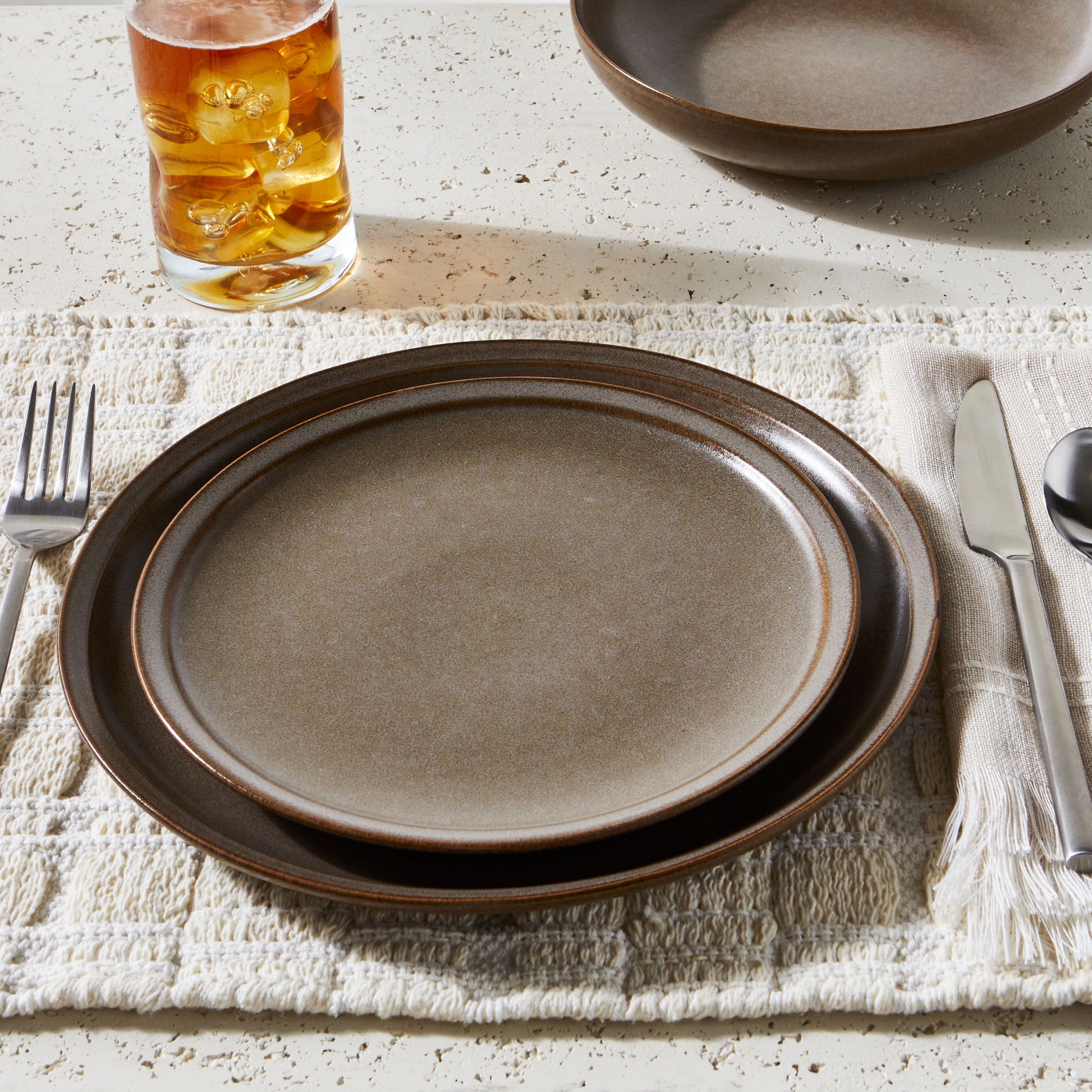 Banks Brown 12-Piece Stoneware Dinnerware Set for Four