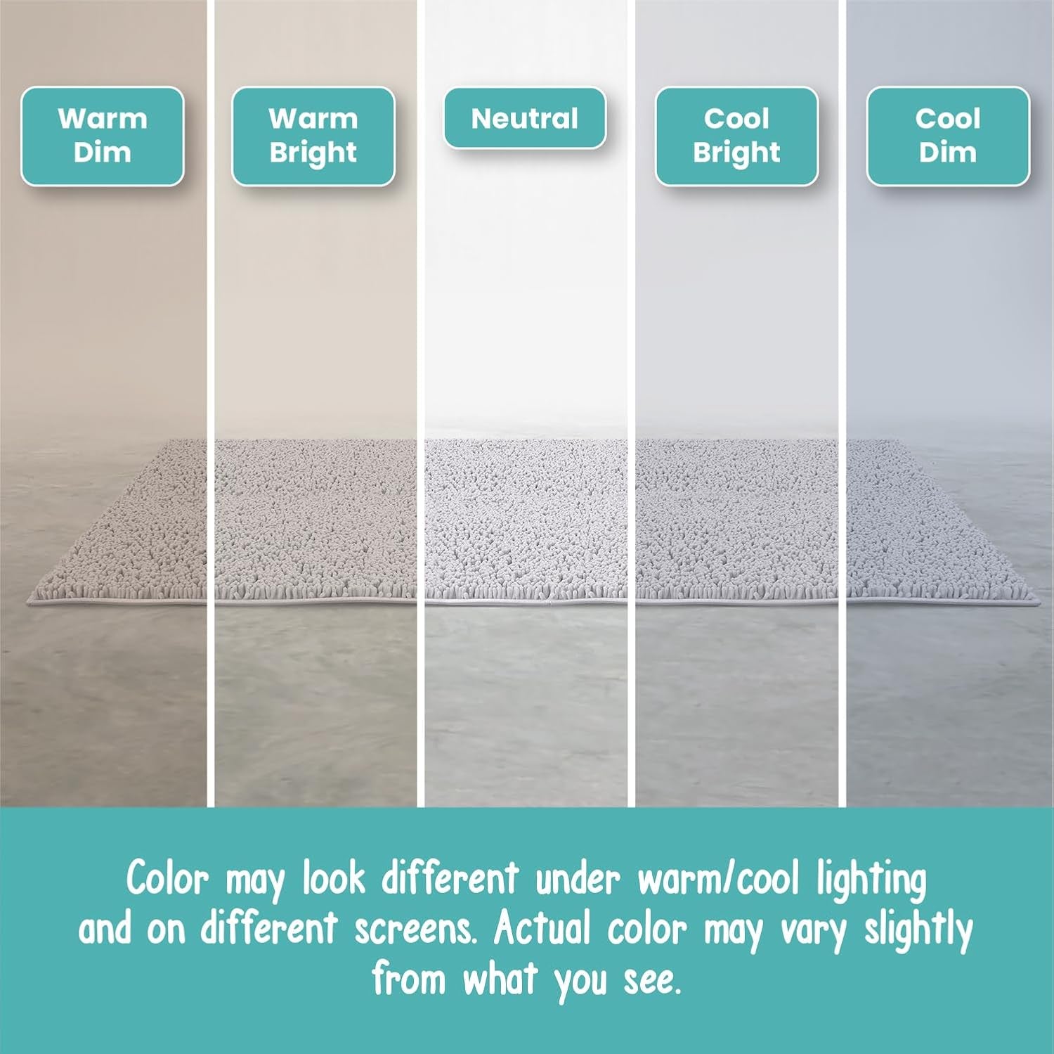 Standard 24" x 21" U-Shaped Non-Slip Shaggy Chenille Toilet Contour Bathroom Rug, Water Absorbent, White