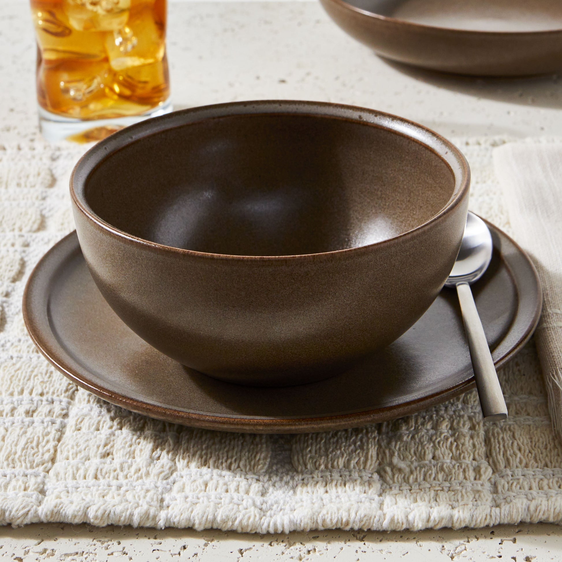 Banks Brown 12-Piece Stoneware Dinnerware Set for Four