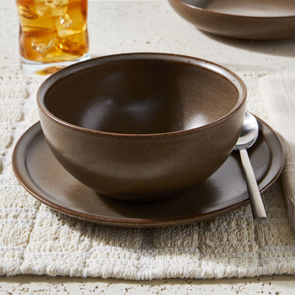 Banks Brown 12-Piece Stoneware Dinnerware Set for Four