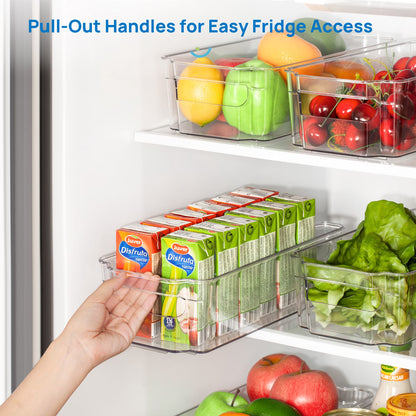 Refrigerator Organizer Bins, 8Pcs Clear Bins, Pantry Kitchen Organization and Storage, 12.5" Long
