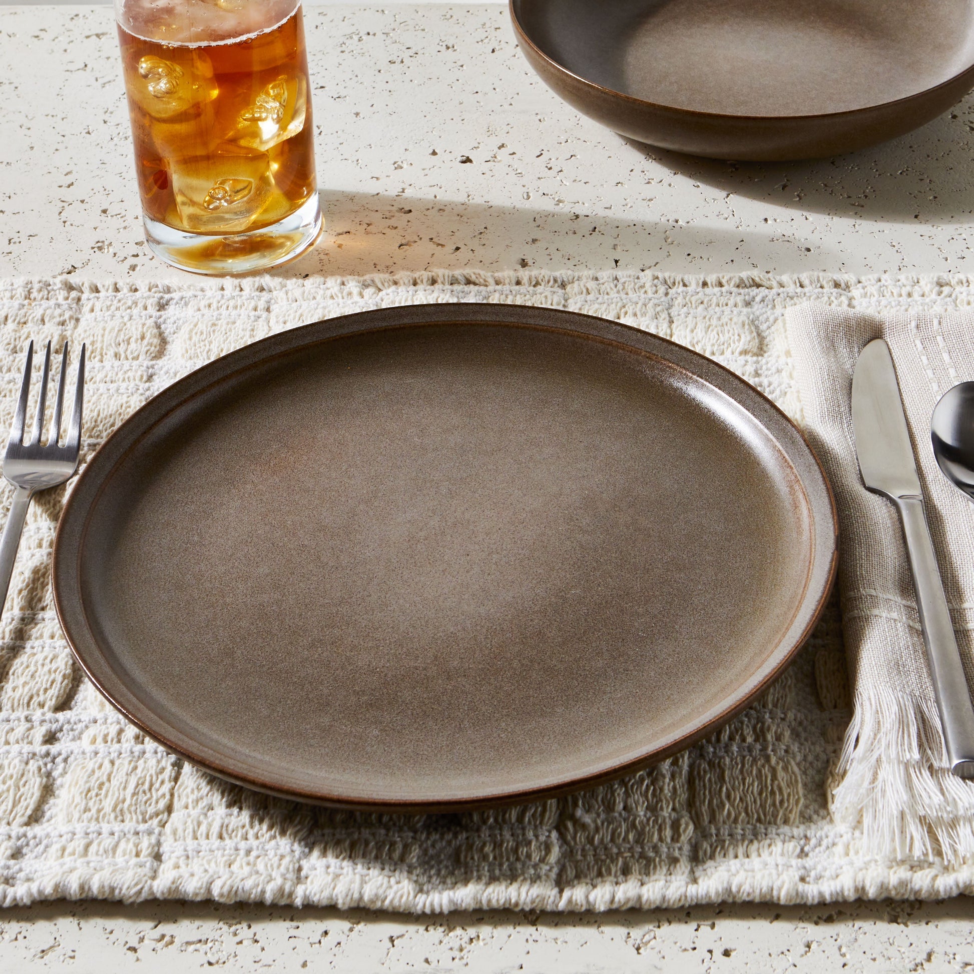 Banks Brown 12-Piece Stoneware Dinnerware Set for Four