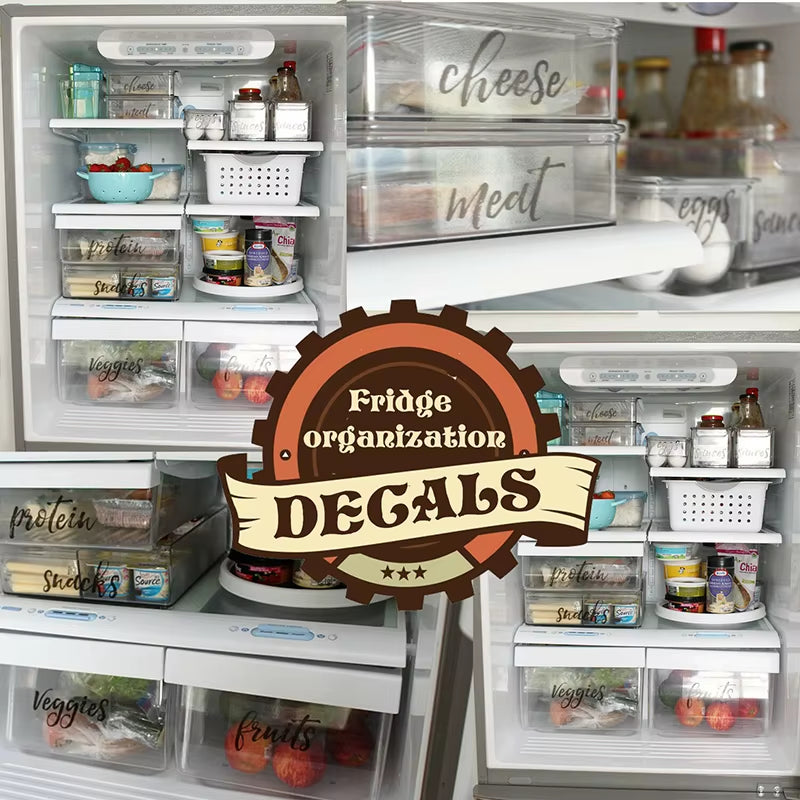 Refrigerator Organization Vinyl Labels - Home Decor Stickers