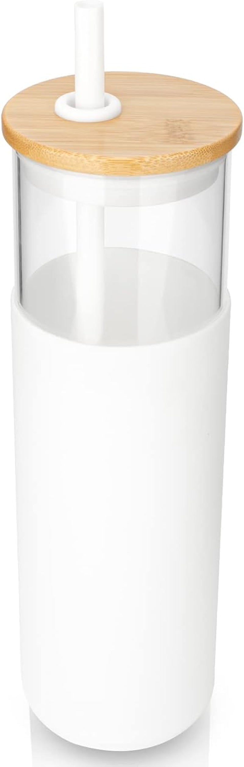 32 Oz Borosilicate Glass Tumbler with Bamboo Lid and Silicone Sleeve, Reusable Iced Coffee Cup with Straws, Dishwasher Safe and BPA-Free