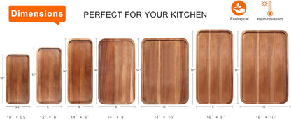 Acacia Wood Serving Tray - Small Rectangular Cheese and Charcuterie Board, Mini Wooden Plate for Kitchen, Bathroom, and Party Use