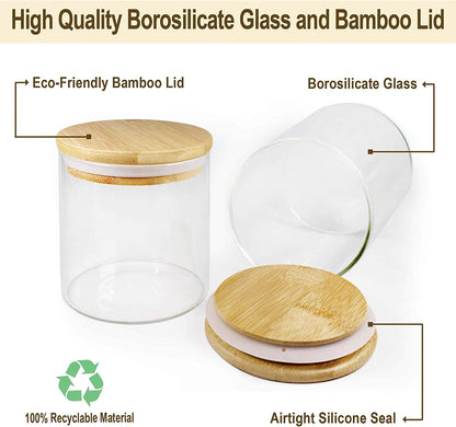 16 oz Glass Storage Jars with Bamboo Lids - Set of 9, Airtight Food Canisters for Pantry Organization