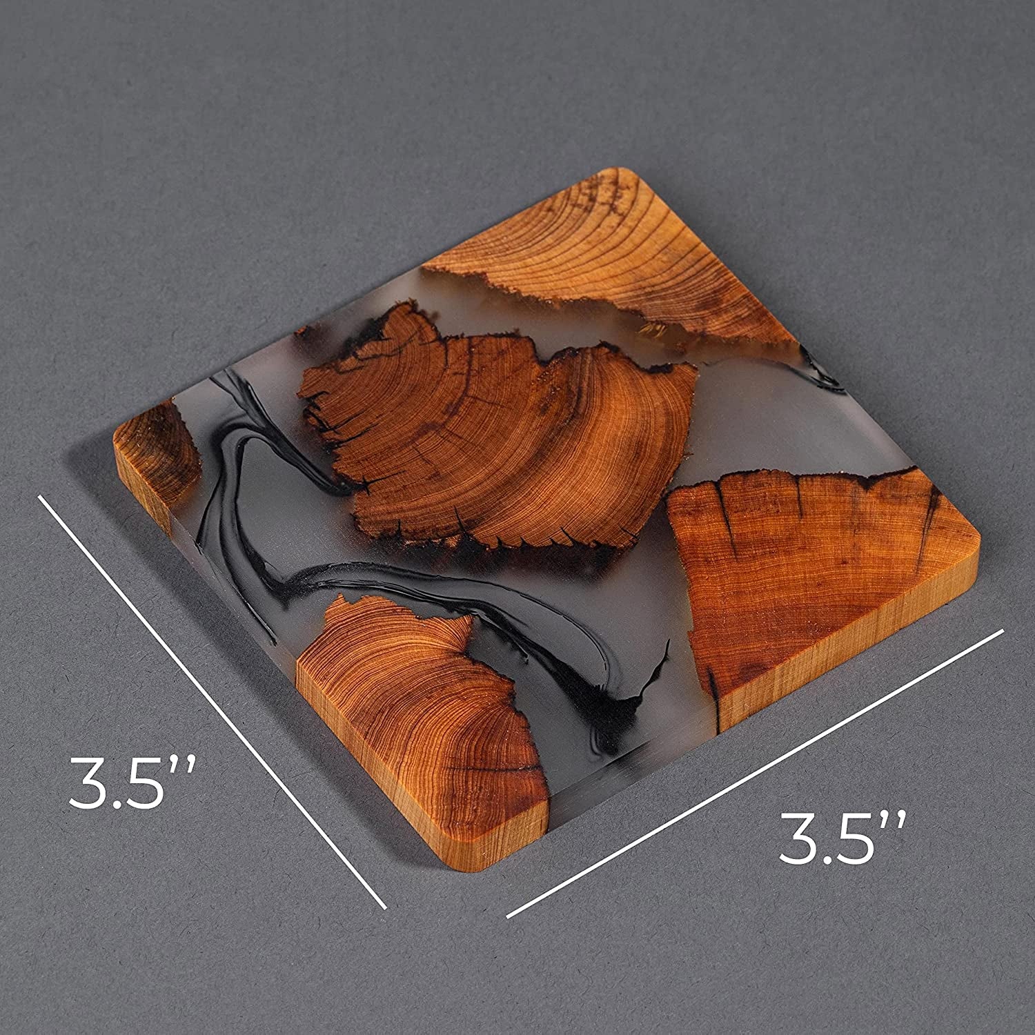 Cedar Wood Epoxy Coaster Set with Holder - Modern Design (6 Coasters, No Holder)