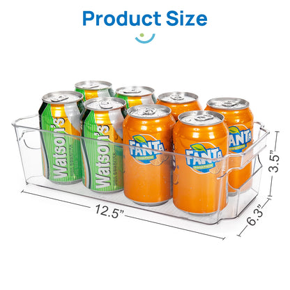 Refrigerator Organizer Bins, 8Pcs Clear Bins, Pantry Kitchen Organization and Storage, 12.5" Long