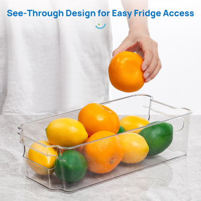 Refrigerator Organizer Bins, 8Pcs Clear Bins, Pantry Kitchen Organization and Storage, 12.5" Long