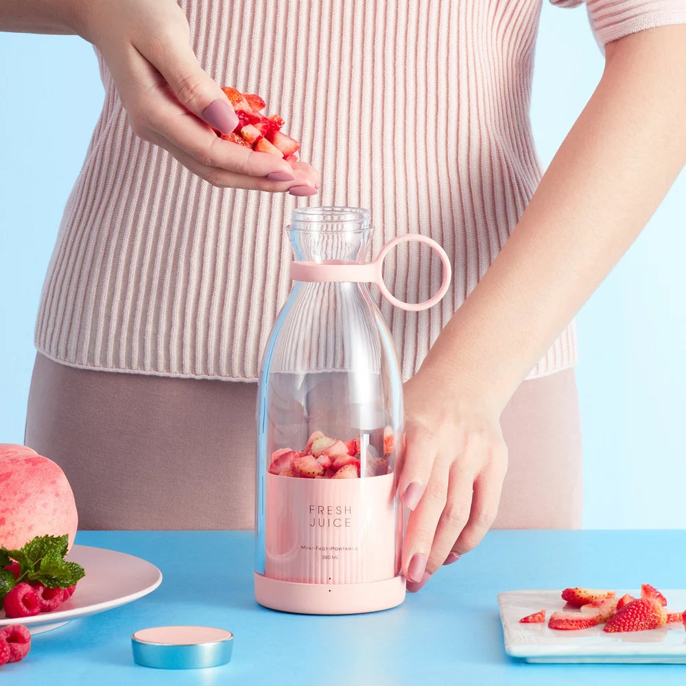 Portable 350ML Wireless Rechargeable Blender Juicer - Mini USB Fruit Mixer and Smoothie Extractor for Travel