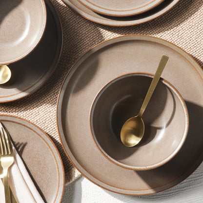 Banks Brown 12-Piece Stoneware Dinnerware Set for Four