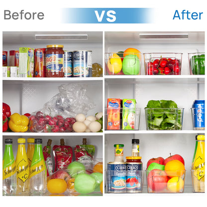 Refrigerator Organizer Bins, 8Pcs Clear Bins, Pantry Kitchen Organization and Storage, 12.5" Long