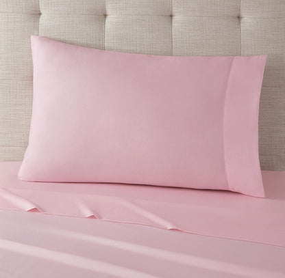 7-Piece Full Pink Wildflower Polyester Bedding Set for Girls