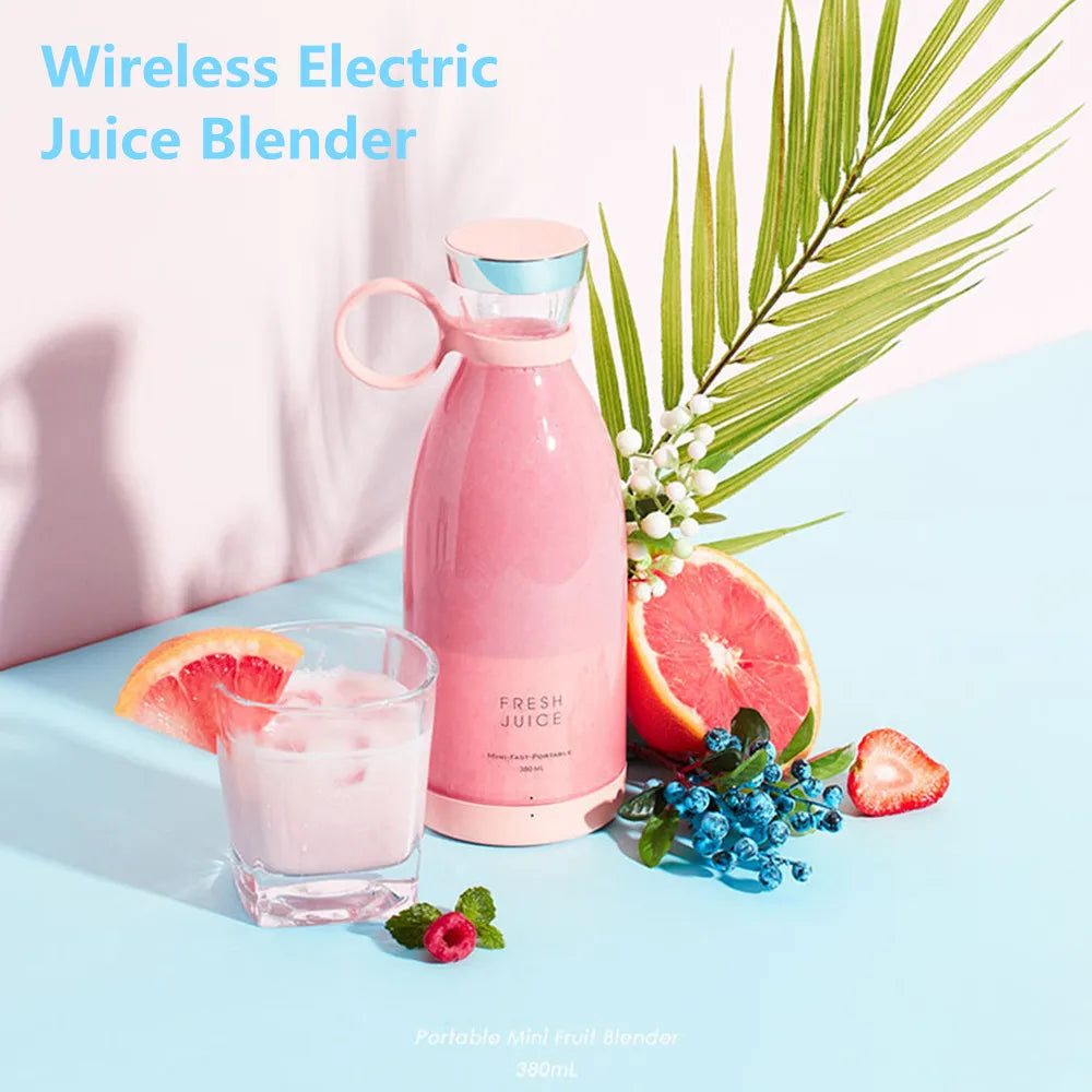Portable 350ML Wireless Rechargeable Blender Juicer - Mini USB Fruit Mixer and Smoothie Extractor for Travel
